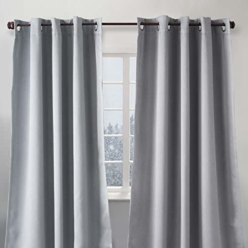 LUXE WEAVERS Eco Collection Pair of Window Panels, Grey 100% Blackout Curtains 108 Length