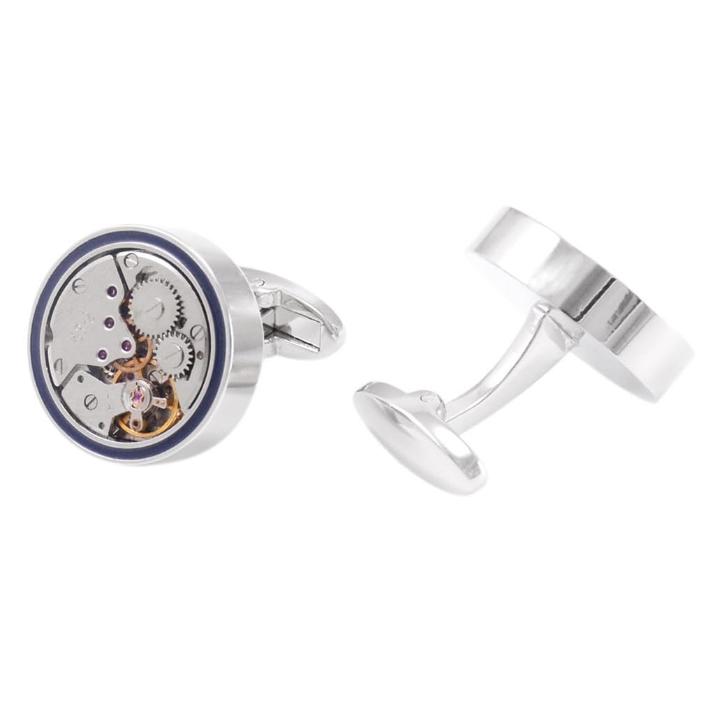 Gemelos de Camisa Francesa para Hombre, con Mecanismo de Reloj, para Mangas, para Blusa de Negocios, con puños mecánicos