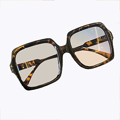 liuwei Sonnenbrillen Retro-Sonnenbrille Für Damen, Übergroße Quadratische Herren-Sonnenbrillen, Modeaccessoires, Geeignet Für Sonnige Strand-Shopping-Party-Reisen,Leopard Cover