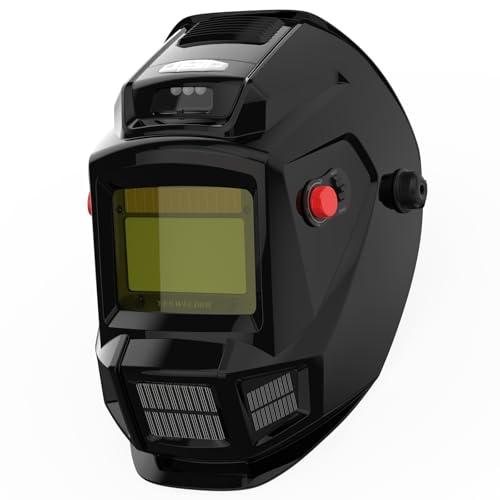 YESWELDER Auto Darkening Welding Helmet with Fan and Light, Blue Light Blocking, 1/1/1/1 True Color Solar Powered Welder Mask with 4 Arc Sensor, Wide Shade 4/5-9/9-13 for TIG, MIG, ARC, Cut and Grind