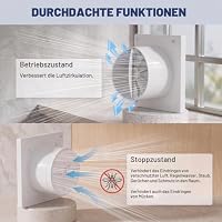 EINTTAX Badlüfter 150mm mit Nachlauf & Rückstauklappe, Abluftventilator 320m³/h, ≤34dB, für Bad Küche Schlafzimmer Garage (Cremefarben) – Ansicht 4