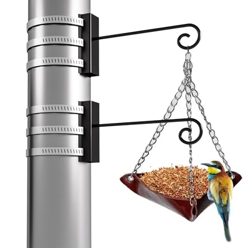 Xbpeuy 2 PCS Adjustable Fence Post Hangers Bird Feeder Hanger Hooks Plant Garden Hook Wind Chime Hanger for 2 to 2 3/8 Diameter Posts