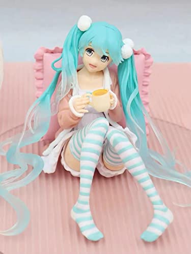 Hatsune Miku Sitting Position Action Figure Anime Girl Figure Collection Ornament 4.7Inch(Pajamas) #TOP4