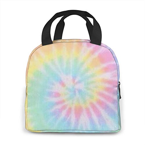 Pastel Tie Dye Portable Insulated Lunch Tote Bag Reusable Lunch Box For Men, Women And Kids #TOP3