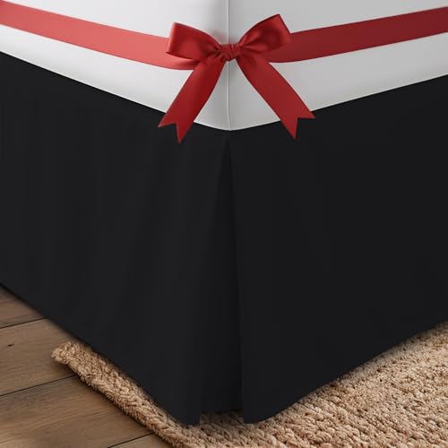 Utopia Bedding Queen Bed Skirt - Soft Quadruple Pleated Ruffle - Easy Fit with 16 Inch Tailored Drop - Hotel Quality, Shrinkage and Fade Resistant (Queen, Black)
