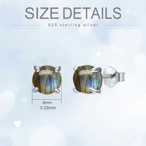 Boucles d'oreilles argent 925 anti-allergie avec pierre véritable - 2