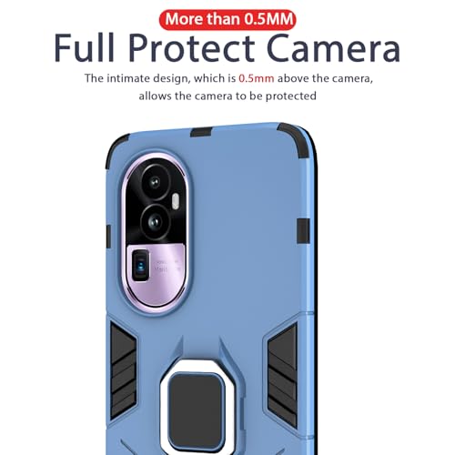 Image of Pikkme Oppo Reno 10 Pro Plus 5G Back Cover | D5 Tough Armor Bumper | 360 Protection Case | Ring Holder Stand Case for Oppo Reno 10 Pro Plus 5G (Blue)