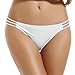 Reteron Women's Petite Strappy Side Bikini Bottoms 2 Pack (Black White, S)