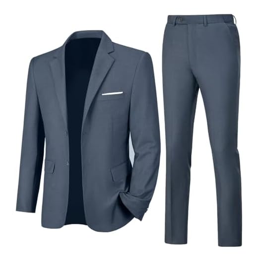 Lynerun Terno masculino slim fit, 2 peças, dois botões, lapela, lisa, conjunto de calças, smoking para formatura, Cinza escuro, 6G