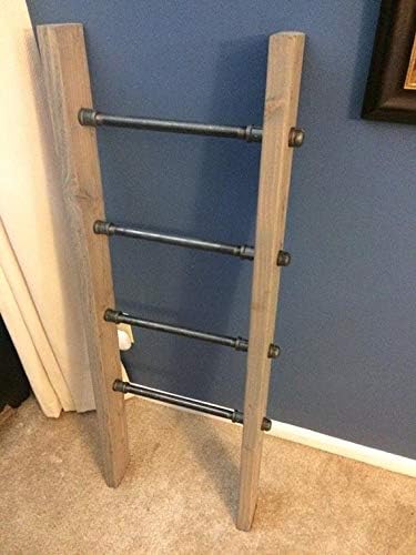 Rustic 2x4 Industrial Pipe and Wood Blanket Ladder - Wood Quilt Ladder - Rustic Quilt Blanket Ladder - Pipe Decor Blanket Ladder
