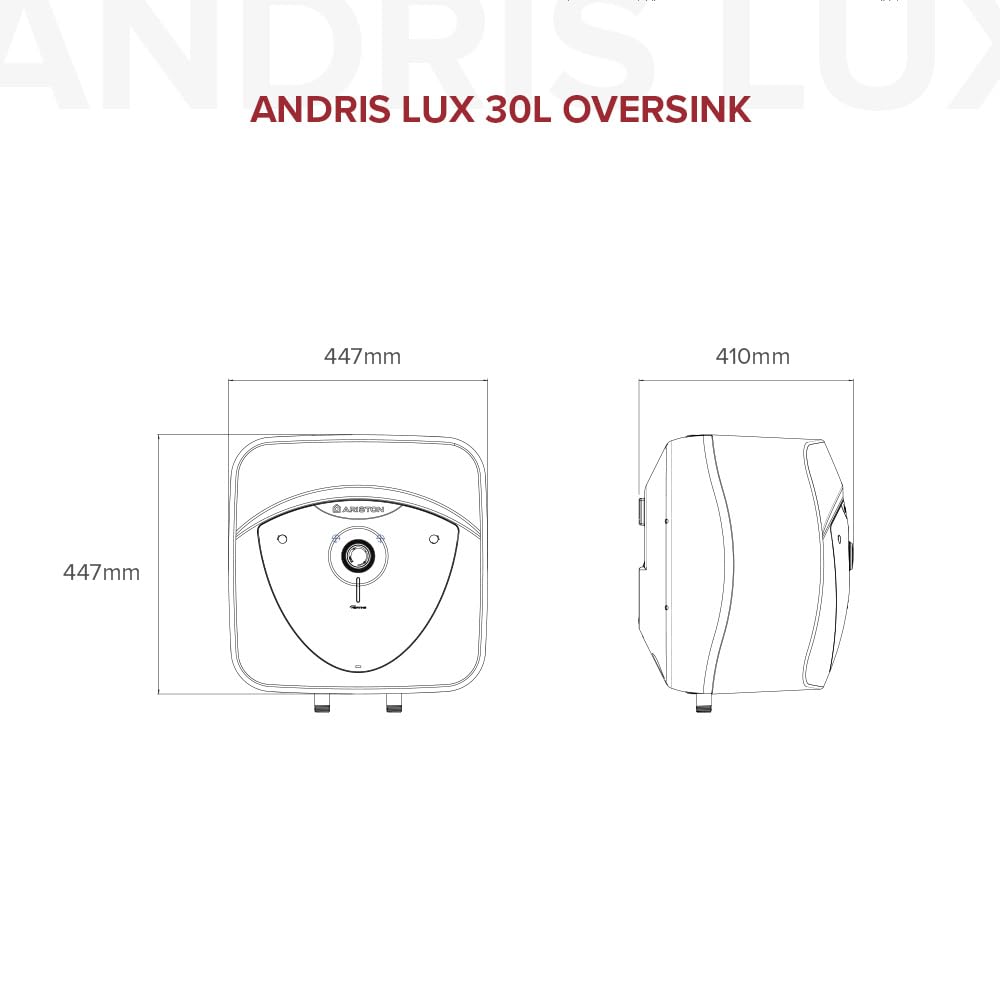 Ariston ANDRIS LUX - Chauffe-eau électrique Sur Évier 30 litres - Puissance 2000W - Compact, facile à utiliser - Conçu et fabriqué pour être installé en France