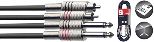 Stagg STC6PCM   Cable RCA a jack (6.3 mm, macho, acodado, 6 m)