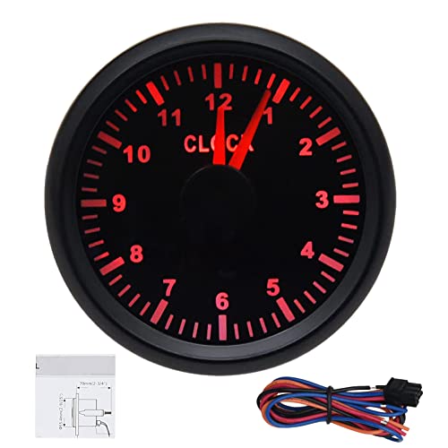 Bllyogu Clock Meter Gauge, 0-12 Hours Format 2'' (52Mm) 12V/24V For Marine Boat Yacht Car #TOP5