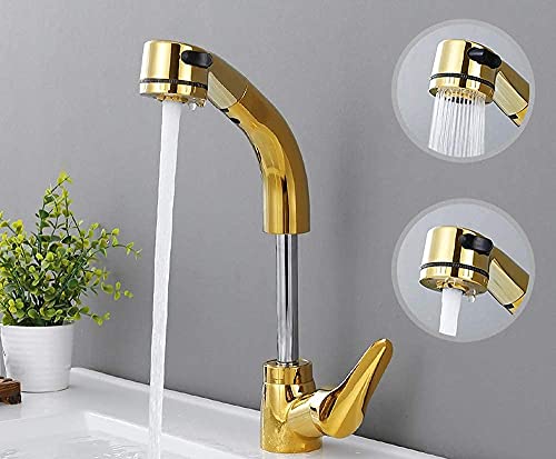 Grifos de cocina con cabezal extraíble dorado y rotación completa para lavado de alta precisión 4