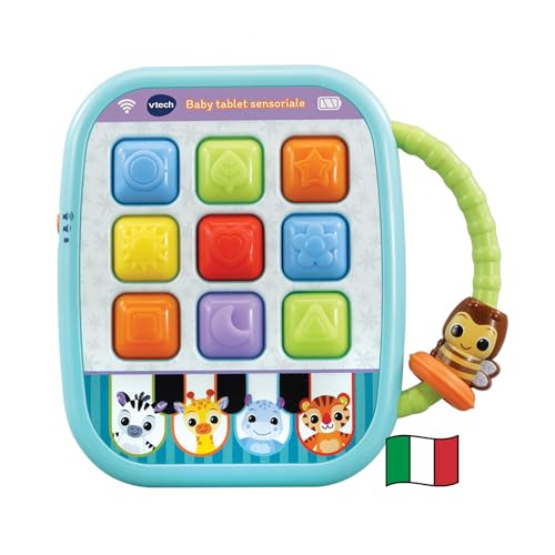 IMPARA INTERAGENDO: tablet dotato di 9 pulsanti morbidi, interattivi e luminosi per fare imparare i colori e le forme al tuo bambino