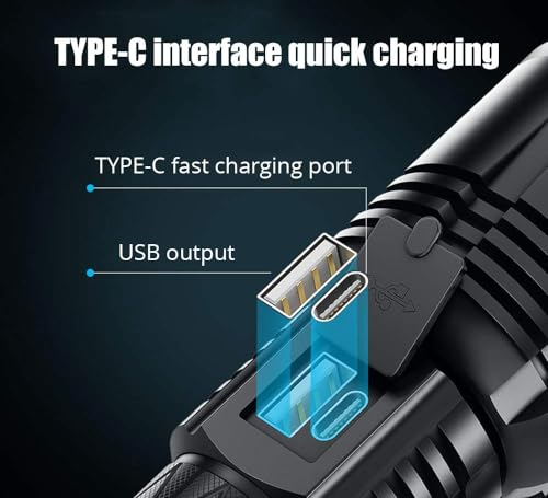 Super Bright LED Torch 800000 High Lumens Rechargeable Flashlight , Tactical High Power Torches Battery Powered Hand Flash Light Powerful with 5 Modes, Waterproof Zoomable for Camping, Emergency - Image 5