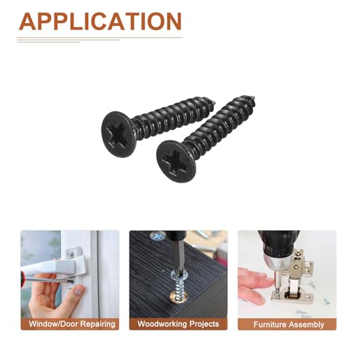 Image of DTGN 200Pcs #4x5 /8 inch Flat Head Wood Screws, 304 Stainless Steel Phillips Self Tapping Screws - Good for Woodworking, Furniture - Black