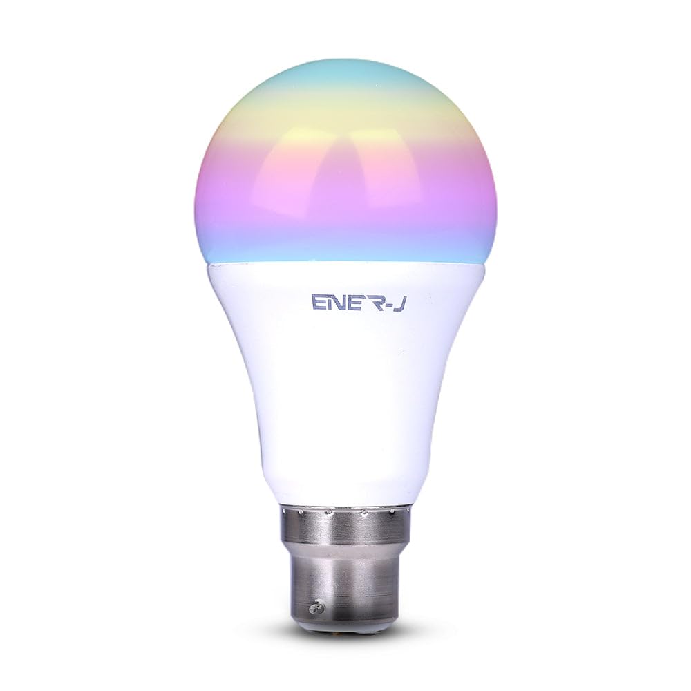 ENERJ 9W B22 Smart Colour Changing RGB Light Bulb, Bluetooth APP Control LED Bulbs Bayonet, Dimmable RGB and White Light, Mood Light for Room Decor & Party
