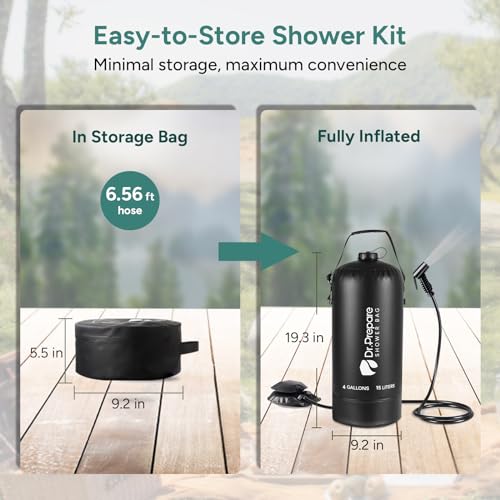 DRPREPARE-Camping-Shower-4-Gallons5-Gallons-Portable-Camp-Shower-with-Foot-Pump-Dual-Shower-Options-Large-Water-Inlet-Portable-Outdoor-Shower-for-Camping-Beach-Hiking-Climbing