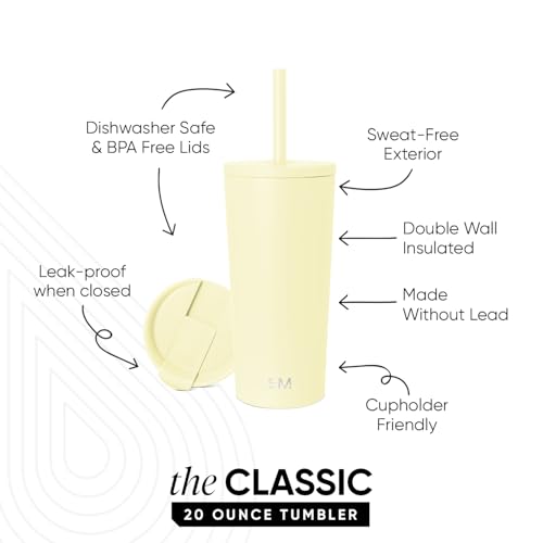 Image of Simple Modern Classic Tumbler with Straw Lid | Insulated Iced Coffee Cup Reusable Stainless Steel Water Bottle Travel Mug | Gifts for Women Men Her Him | 20oz | Buttercup