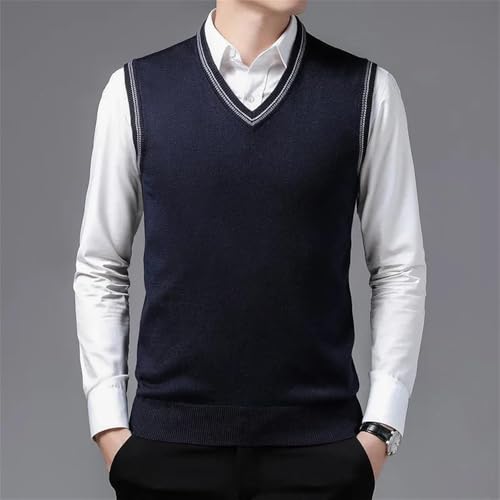 Dcvmvmn 2024 Winter Men's Knitted Sleeveless Pullover Sweater Fashion Solid Color Warm Large Size Vest2