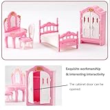 KARLOR Dollhouse Furniture Set, 4 Piece Miniature Furniture Set, Pink Bed Dressing Table Cabinet Chair, 1:12 Dollhouse Accessories Mini Furniture Bedroom Girls Doll Furniture (Bedroom) - Image 5