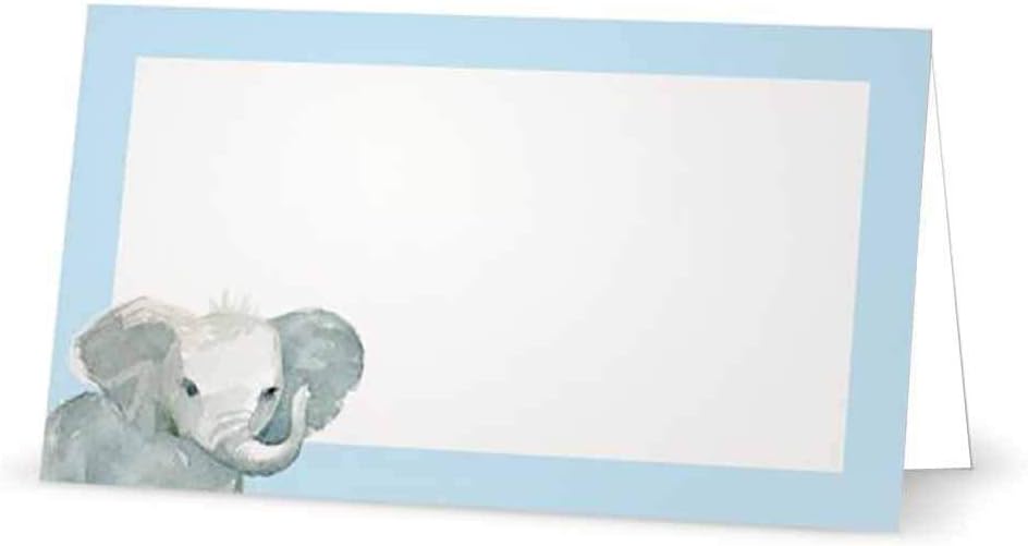 Baby Elephant Place Cards - Stationery Party Event Supplies (10, Pastel Blue), 3.5 x 2 inch
