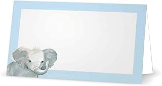 Baby Elephant Place Cards - Stationery Party Event Supplies (50, Pastel Blue)