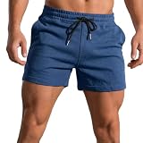 Rane Sports Pantalones Cortos para Correr de 3 Pulgadas para Hombre, Entrenamiento físico, Pantalones Cortos de Culturismo, Pantalones Cortos Deportivos de algodón Transpirables Azul neblina L