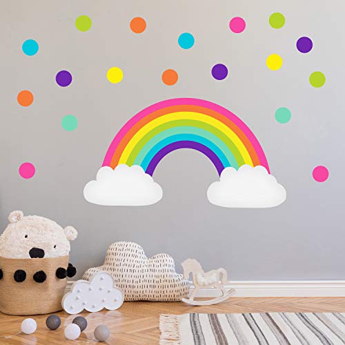 PrintAttack K001 | Regenbogen Wandtattoo Wandsticker Aufkleber Kinderzimmer Babyzimmer Pastell Aquarell Bunt Rainbow (V3 Bunt) Cover
