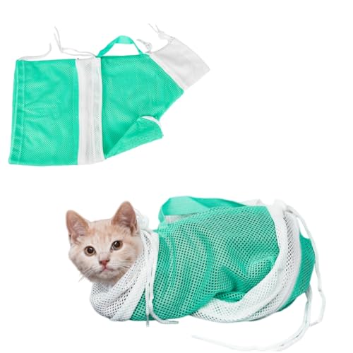 NBILIC Cat Bathing Bag Anti-Scratch Cat Washing Bag for Grooming Nail Trimming Mesh Cat Shower Bag with 4-Point Adjustable Restraint & Detachable Design