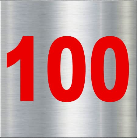 Number Plate 100 Room, Hotel, Hospital, Lodge,Apartment, Flat,Door No,College, Library, Rack Numbers Warehouse, Steel Brushed Type Color Steel Plate with PVC Waterproof Red Sticker