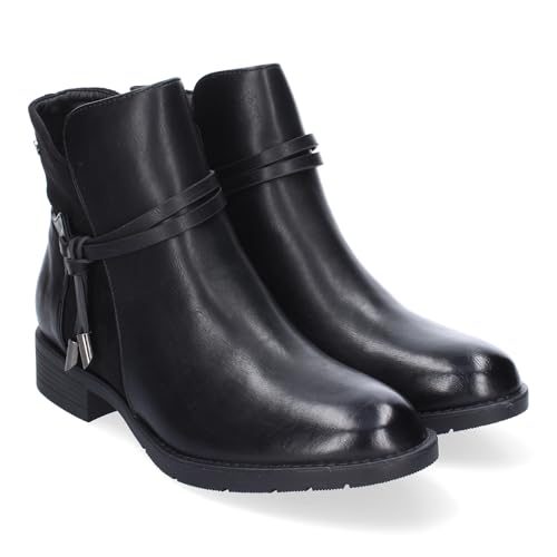 shoes&blues.es 86478 Botines para Mujer con Correa Decorativa, Comodos y Elegantes, Puntera Redondeada, Cierre Lateral con Cremallera Negro Talla 39