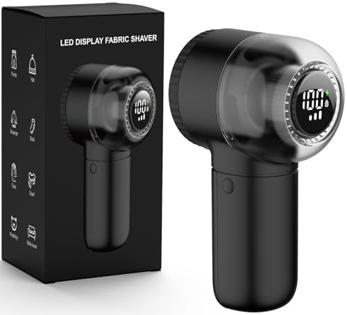 Fabric Shaver Electric Lint Remover Rechargeable Sweater Shaver Dual Protection Removable Bin Easy Remove Fuzz Lint Pills Bobbles (Black)