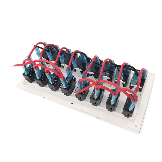 ISURE MARINE Waterproof White 8gang Marine Boat Caravan Blue LED Rocker Switch Panel