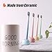 Travel-Friendly Mini Ceramics Toothbrush Holders for Bathroom Decor Vanity Countertops, Space Saver, White, 2 Pack