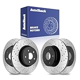 AutoShack Front & Rear Drilled & Slotted Brake Rotors Replacement for 2002-2018 Ram 1500 2004-2009 Dodge Durango 2007-2009 Chrysler Aspen 3.6L 5.7L 4WD RWD E-Coated 4-PC Set ShadowGuard