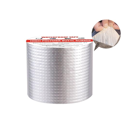 SopimusZ 10CM*5M Wasserdichtes Klebeband Dichtungsband Selbstklebend, Dichtband dusche,Butylkautschuk ​Aluminiumfolie dichtband,für Dachleckage, Oberflächenriss, Fensterbankspalt, Rohrbruch
