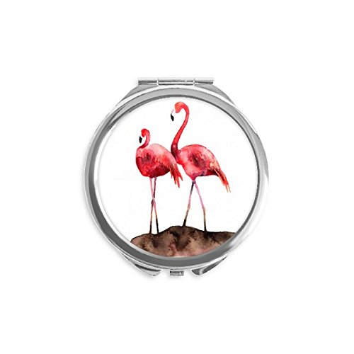 Miroir maquillage de poche flamant rose pour retouches en voyage et soin du visage nomade