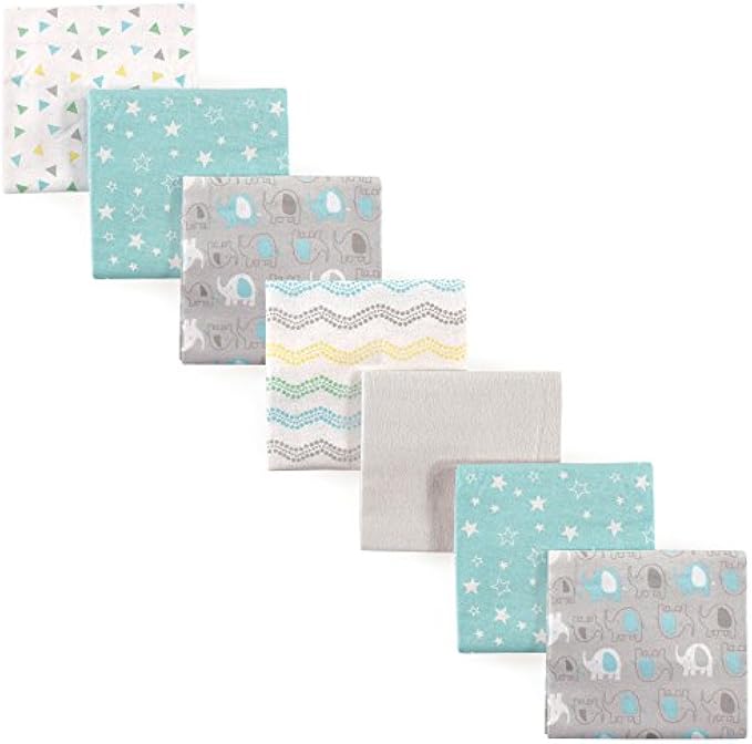 Luvable Friends Unisex Baby Cotton Flannel Receiving Blankets, Basic Elephant 7-Pack, One Size
