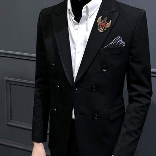 Image of Double Headed Eagle With Winged Stone Detailing Lapel Pin Badge Coat Suit Jacket Wedding Gift Party Shirt Collar Accessories Brooch