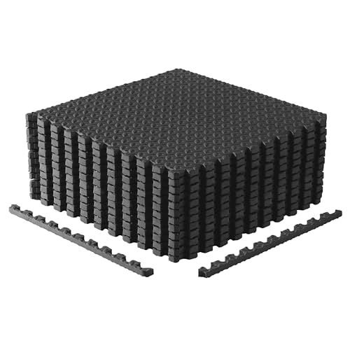 CAP Barbell 3/4-Inch Interlocking EVA Foam Exercise Puzzle Mat Home Gym Flooring - 2 Pack | 24' x 24' x 3/4' | Diamond Pattern - Black