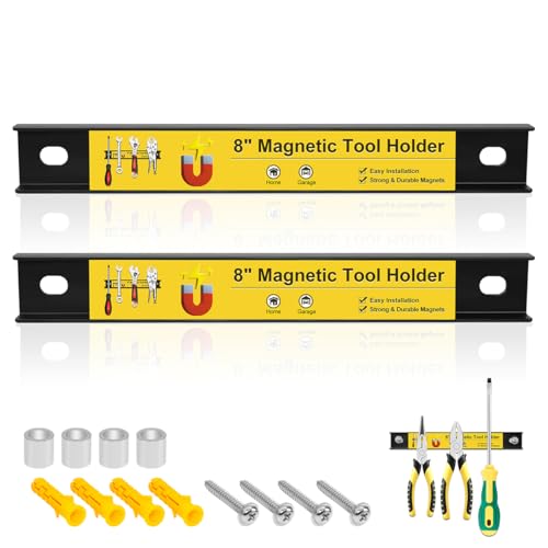 UCINNOVATE 8” Magnetic Tool Holder Strip, Heavy Duty Magnetic Tool Organizer for Garage, Workshop, Kitchen, and Office, Wall Mount Magnetic Tool Strip for Tools, Knives, and Utensils