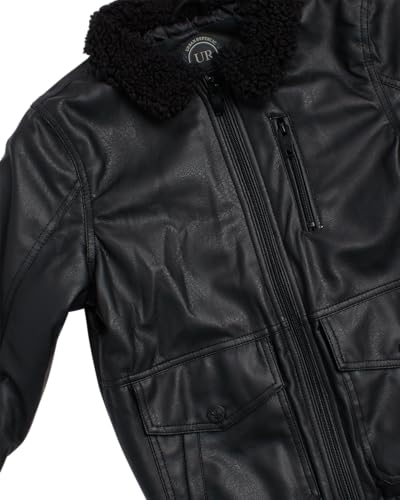 URBAN REPUBLIC Boys' Faux Leather Jacket - Aviator Bomber Outerwear Coat with Sherpa Collar and Chest Pocket (Sizes: 8-20)3