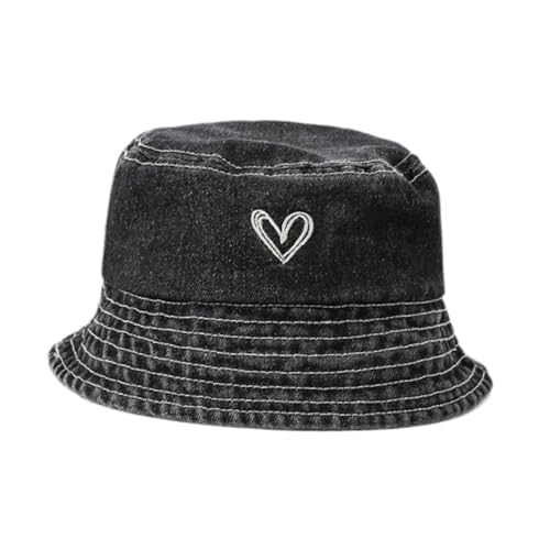 Kids Sun Hat Cute Bucket Hat for Spring Summer Sightseeing Outdoor Short Trips- Black