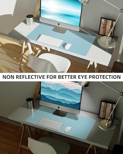 Image of AFIING Leather Desk Pad Protector,Mouse Pad,Office Desk Mat, Non-Slip PU Leather Desk Blotter,Large Desk mat,Waterproof Keyboard mat for Office /Home /Decor (Light Blue,35 inch inch x 17 inch inch)