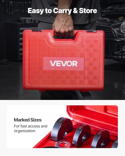Image of VEVOR 10pcs Ball Joint Press & 24pcs Wheel Bearing Race and Seal Driver Set with 13 Bushings, C-Frame and Sleeves, 2 in 1 Bearing Press Kit, Heavy Duty Removal Installation Set