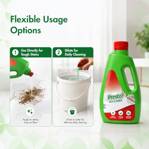 Image of Amazon Brand - Presto! Tile Cleaner | 1 Litre | Pack of 1 | Removes Grease, Dirt & Tough Stains