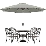 ABCCANOPY 10FT Patio Umbrella, Outdoor Waterproof Table Umbrella with Push Button Tilt and Crank, 8 Ribs UV Protection Pool Umbrella for Garden, Lawn, Deck & Backyard (Gray)