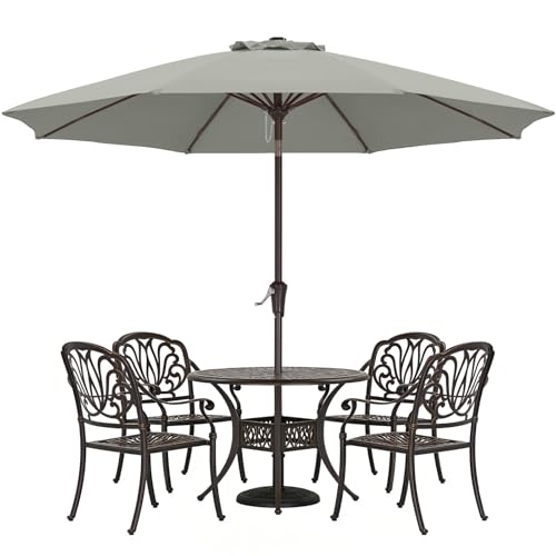 ABCCANOPY Sonnenschirm, UPF 50+ Sonnenschutz, um 30° neigbar, wasserabweisend, für Balkon, Garten, Terrasse, Strand, Hellgrau, 270cm